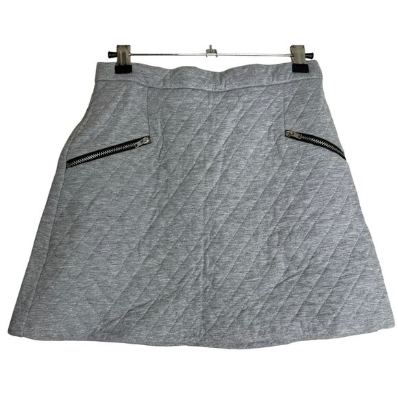 Topshop A-Line Mini Skirt Women 4 Gray Quilted Pockets Dark Academia Flirty Cozy - Picture 1 of 9